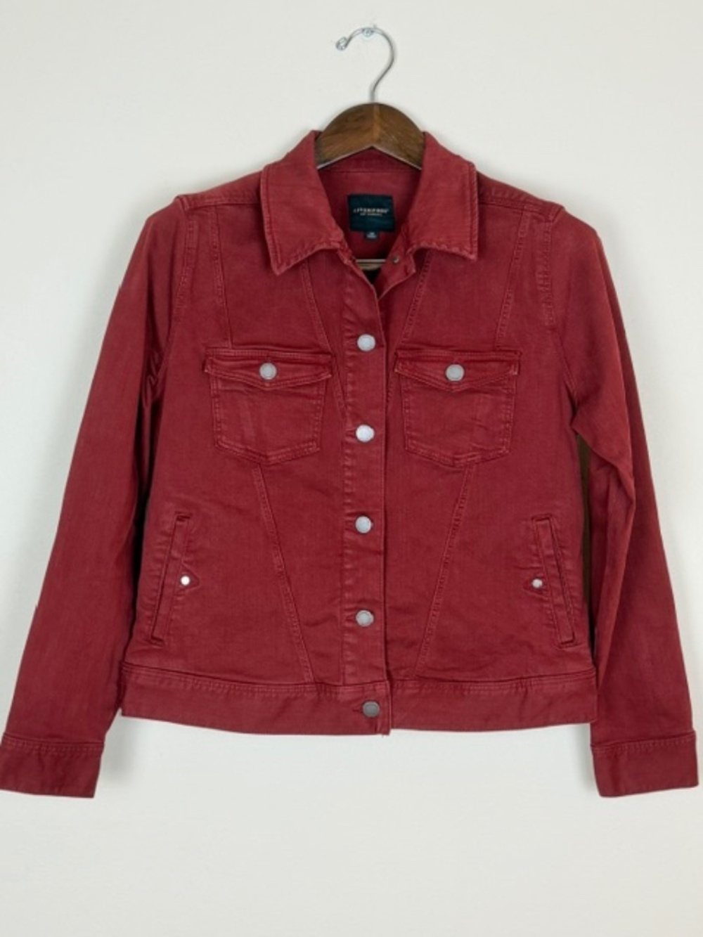 Liverpool Deep Red Denim Trucker Style Jacket Medium